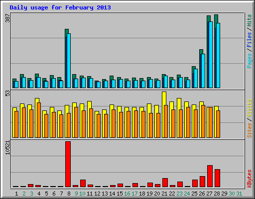 Daily usage for February 2013