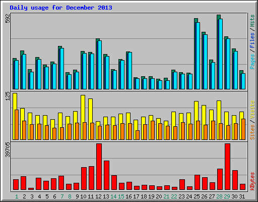 Daily usage for December 2013