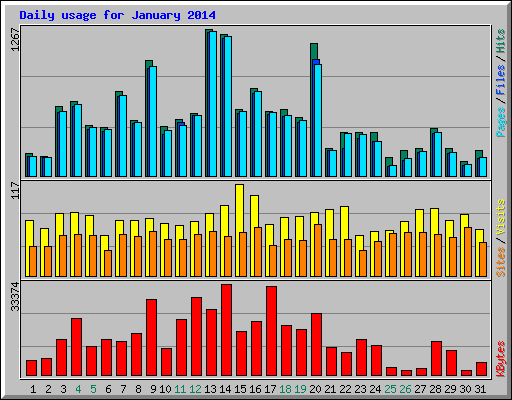 Daily usage for January 2014