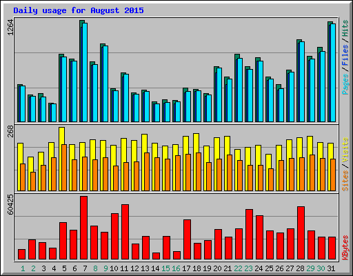 Daily usage for August 2015