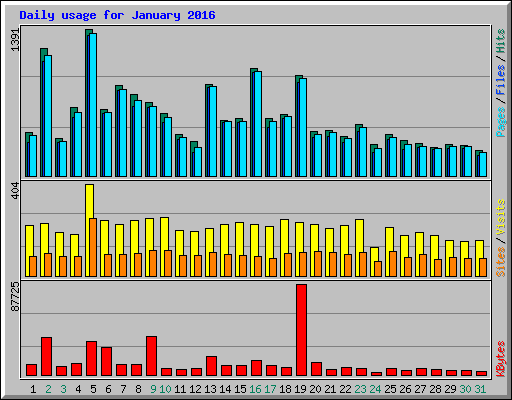 Daily usage for January 2016