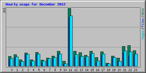 Hourly usage for December 2012